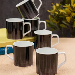 JCPL White and Black Handcrafted Printed Ceramic Glossy Cups 220ml-28