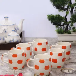 CDI Set Of 6 Dishwasher And Microwave Safe Printed Ceramic Glossy Cups 150 ML Each-36