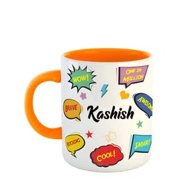 ARTBUG White & Orange Printed Ceramic Glossy Mug 350 ml-picture-15