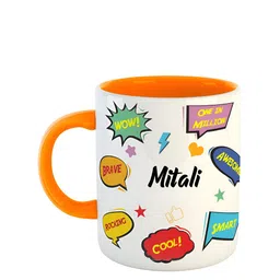 ARTBUG Orange & White Printed Ceramic Microwave safe Glossy Mug 350 ml-image-28