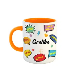 ARTBUG White & Orange Printed Ceramic Glossy Mug 350 ml-image-66