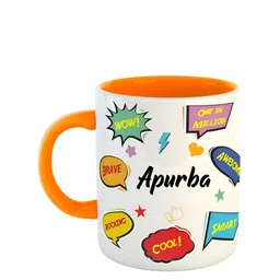 ARTBUG White & Orange Printed Ceramic Glossy Mug 350 ml-picture-14