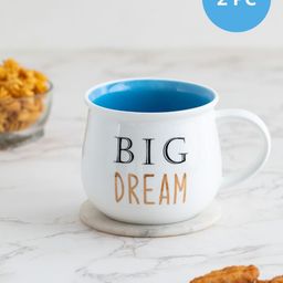 JCPL White & Blue Set of 2 Printed Ceramic Glossy Mugs 470 ML-31