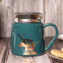 MARKET99 Green Printed Ceramic Glossy Mug 420ml-image-17