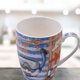 Kookee Brown & Blue Printed Ceramic Mug 325 ML-33
