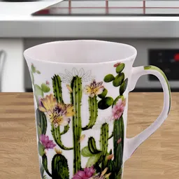 Kookee White and Green Printed Ceramic Mugs 325 ml-10