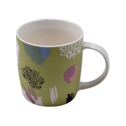 Kookee White & Green Floral Printed Ceramic Glossy Mugs 325 ml-11
