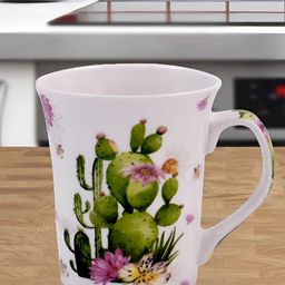 Kookee White and Green Printed Ceramic Mugs 325 ml-24