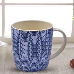 Kookee Blue & White Printed Ceramic Glossy Mug 325 ML-11