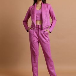 Tokyo Talkies V-Neck Crop Top With Shawl-Collar Blazer & Trousers-picture-10