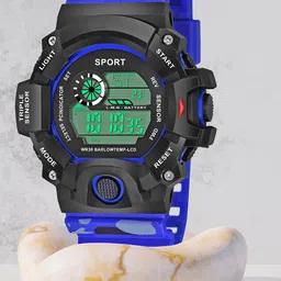 Shocknshop Men Black Dial & Black Textured Straps Digital Multi Function Watch-3