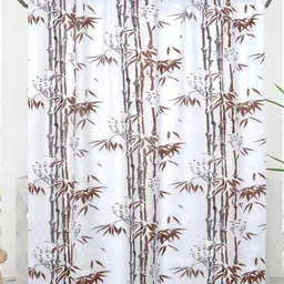 Kuber Industries Transparent & Brown Printed Waterproof Shower Curtain-54