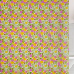 Aura Yellow & Pink Floral Printed Semi Sheer Waterproof Shower Curtain-11