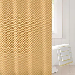 Lushomes Beige Geometric Printed Waterproof Shower Curtain-image-21