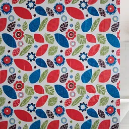 Aura White & Blue Floral Printed Shower Curtains-50