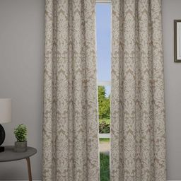 GM Set of 2 Khaki & Off -White Jacquard Woven Damask Door Curtains-image-33
