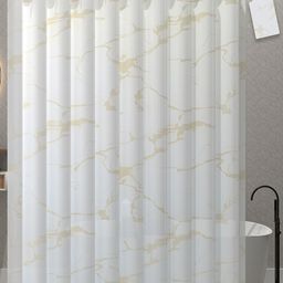 Kuber Industries 3-Pcs White & Yellow Durable Shower Curtains-19