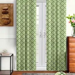 Cortina Green Pack Of 2 Embroidered Long Door Curtains-image-26