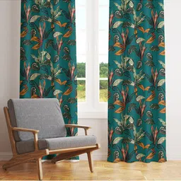 STYBUZZ Green & Rust Set of 2 Floral Room Darkening Door Curtain-35