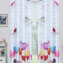 BELLA TRUE White & Pink Set of 2 Door Curtains-30