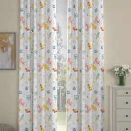 Myntra Elegant Homes White & Blue Set of 2 Geometric Door Curtain-25