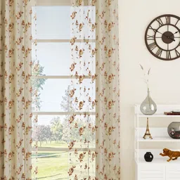 GM White & Brown Set of Single Door Curtains-20