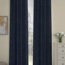 Myntra Elegant Homes Navy Blue Set of 2 Long Door Curtain-32