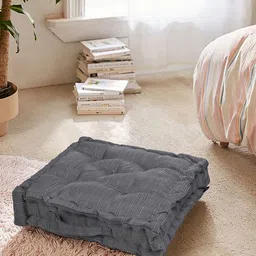S9home by Seasons Steel-Coloured Solid Square Floor Cushions-56