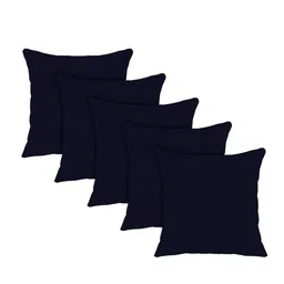 Kuber Industries Set Of 5 Navy Blue Solid Square Floor Cushions-10