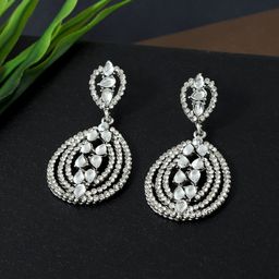 AccessHer Silver-Toned Teardrop Shaped Drop Earrings-58