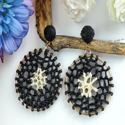 UNIVERSITY TRENDZ Gold Plated Artificial Beads Circular Drop Earrings-9