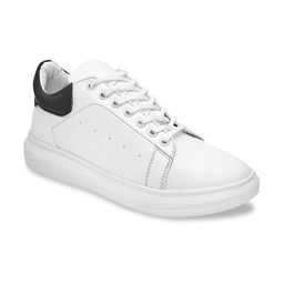 Giorgio Men White and Black Leather Lightweight Sneakers-picture-2