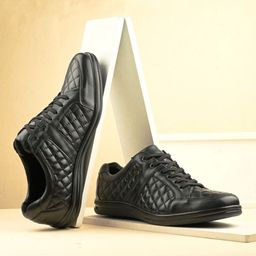 CARLO ROMANO Men Textured Lightweight Leather Lace-Up Sneakers-9