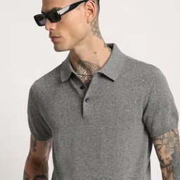 THE BEAR HOUSE Men Solid Regular Fit Cotton Polo Collar T-Shirts-image-10