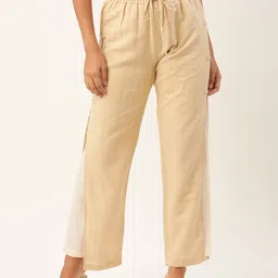 ROOTED Women Beige Regular Fit Solid Regular Trousers-image-71