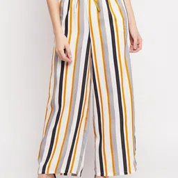 NABIA Women Striped Relaxed High-Rise Trousers-image-71