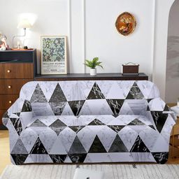 Aura White & Black Printed 3 Seater Sofa Cover With Arms-image-23