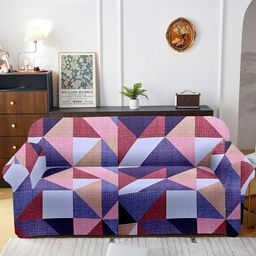 Aura Purple & Pink Printed 3 Seater Sofa Cover With Arms-image-46