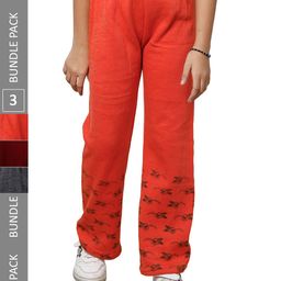 IndiWeaves Girls Pack of 3 Bottom Printed Straight-Fit Acrylic Track Pants-picture-33