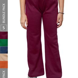 IndiWeaves Girls Pack of 5 Straight-Fit Acrylic Track Pants-image-7