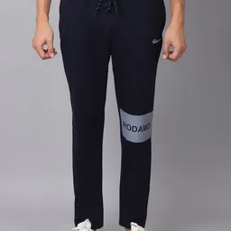 Rodamo Men Navy Blue & Grey Printed Slim Fit Track Pants-image-59