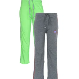 VIMAL JONNEY Unisex Kids Grey & Green Pack of 2 Solid Track Pants-picture-15