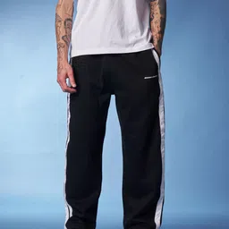 Bonkers Corner Men Black Straight Fit Mid-Rise Cotton Track Pant-image-81