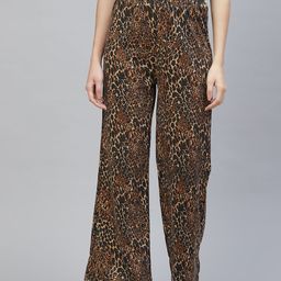 Laabha Women Brown & Black Animal Print Track Pants-picture-23
