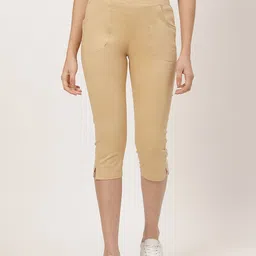 BRINNS Women Beige Solid Regular Fit Mid Rise  Capris-picture-38
