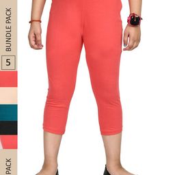 IndiWeaves Girls Pack Of 4 Pure Cotton Capris-image-108