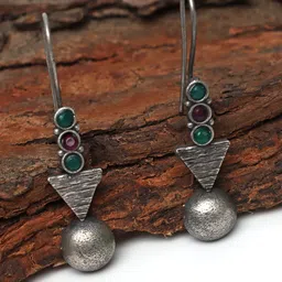 Ozanoo Brass-Plated Oxidised Classic Drop Earrings-5