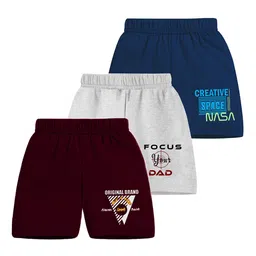 MIST N FOGG Kids Pack Of 3 Typography Printed Regular Fit Cotton Shorts-18