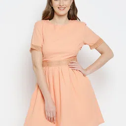 aaliya Orange Crepe Dress With Inserted Lace-image-42