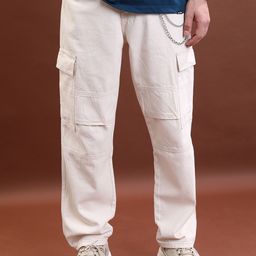 HIGHLANDER Men Relaxed Fit Mid-Rise Clean Look Cargo Jeans-image-60
